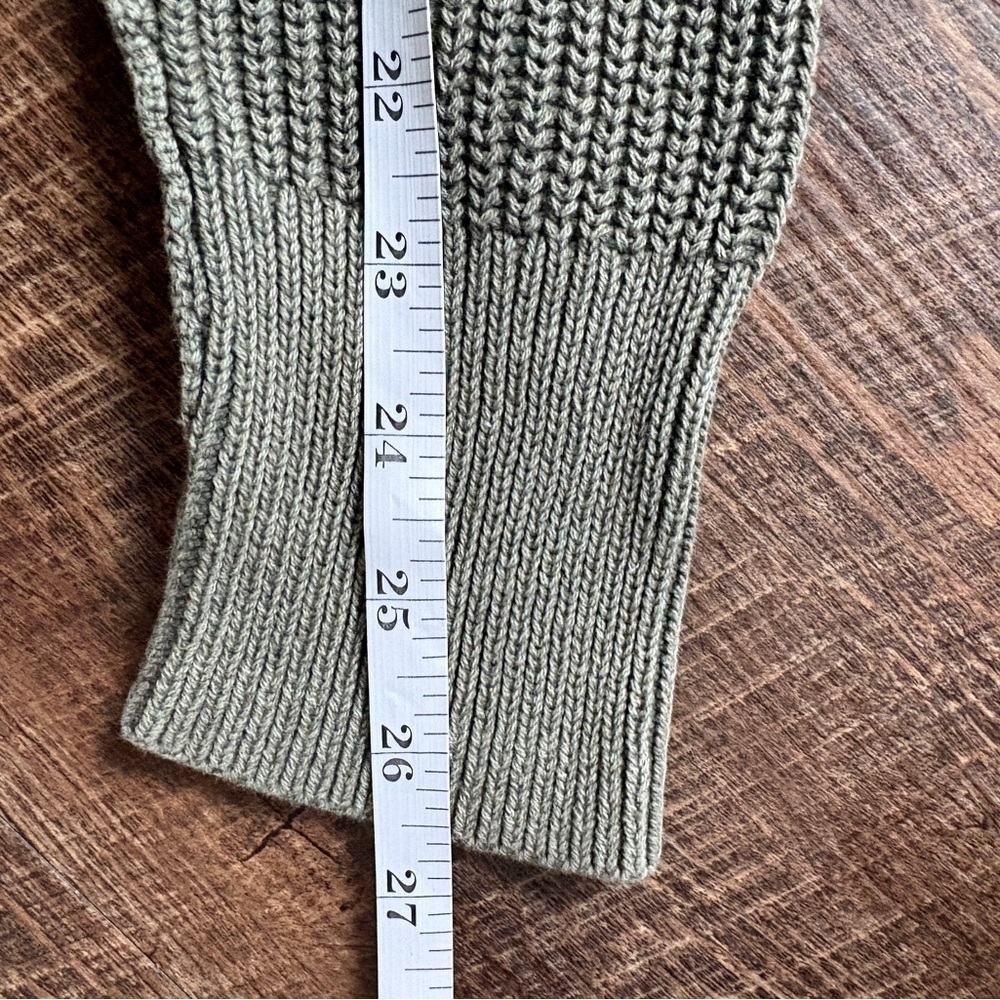 HOLLISTER cold shoulder olive green ribbed knit cotton sweater sz L cute casual - Picture 12 of 16